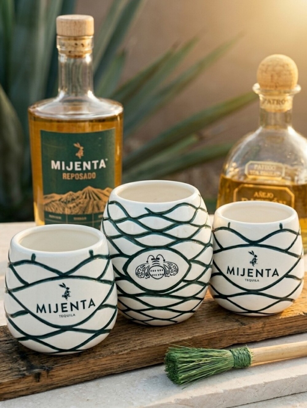 Mijenta & Patrón Tequila Agave Piña Ceramic Copitas - Set of 3